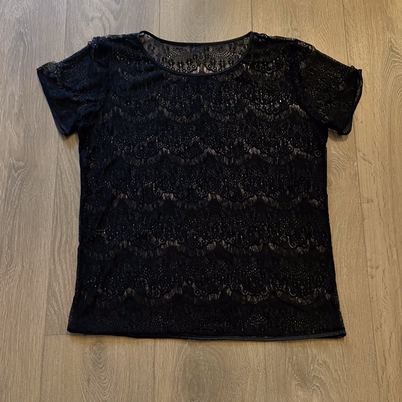 AA Sheer Lace T-Shirt Blouse - Picture 1 of 4